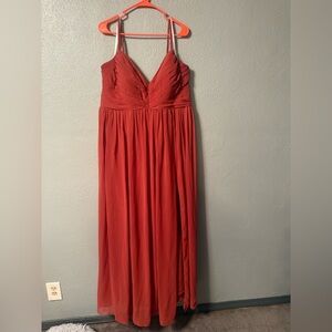 Azazie Alia A-Line Chiffon Terracotta Dress